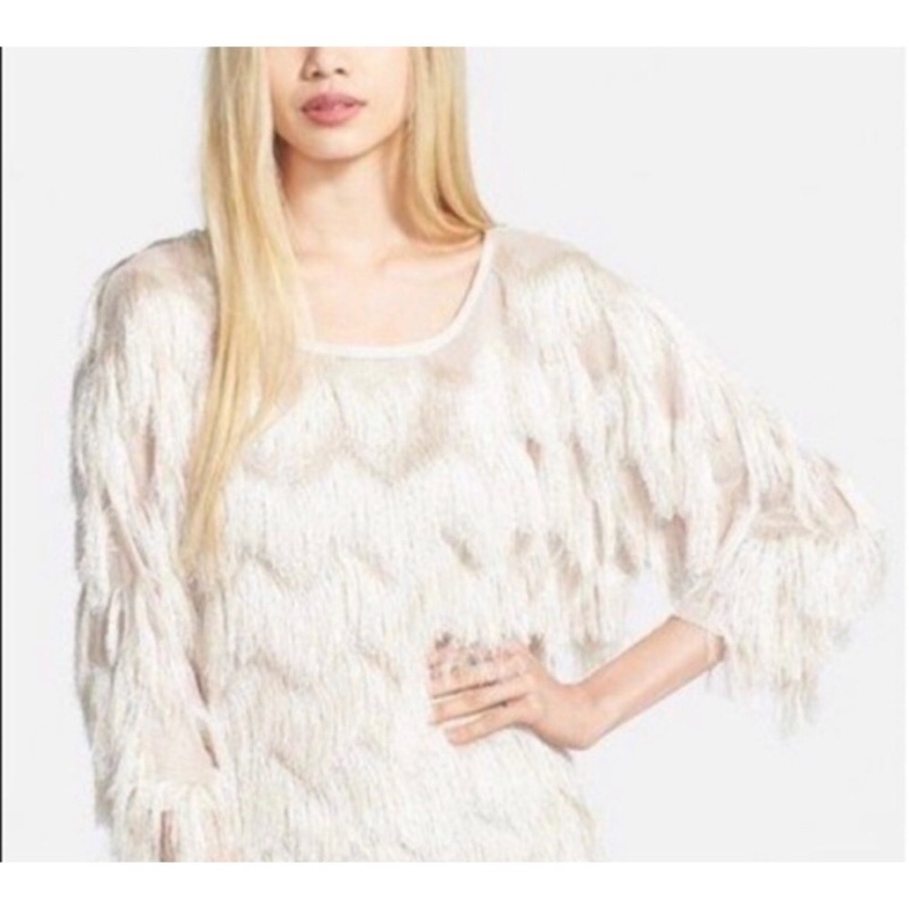J.O.A Fringe Cream Shirt | Sz S